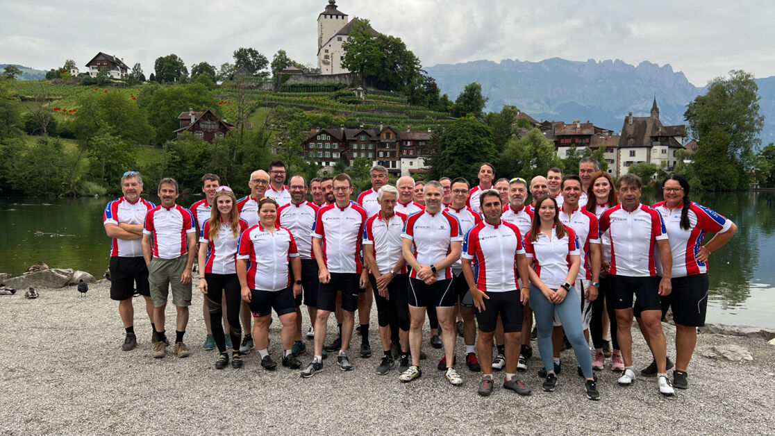 Annual "Cycling to work"-campaign in Balzers, Liechtenstein. "cycling to work"-campaign