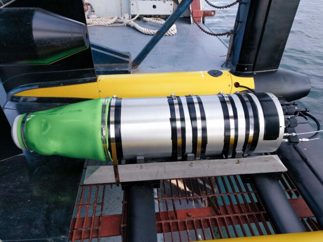 SWIMS instrument before deployment being prepared for integration into the pod. UWMS system