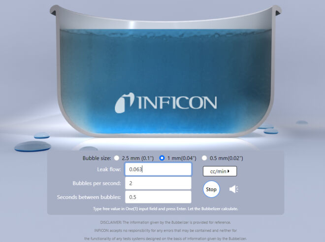 The Bubbleizer from INFICON is a tool calculating and animating flows into bubbles and vice versa.  bubbleizer